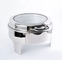 Réchauds de buffet pour banquets de mariage en hôtel, chauffe-plats ronds hydrauliques en acier inoxydable de 6 L avec couvercle en verre visible