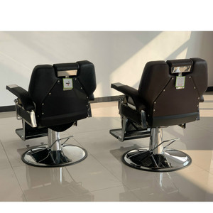Silla de Barbero HZ8706 Negra y Marrón, Hidráulica, Altura Ajustable, Uso Comercial - Product Image 4