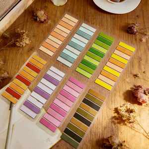 8pcs Multi-color Gradient Self-adhesive <b>Label</b> Sticker Transparent Memo Pads 200 Sheets/Sheet for Office/Study Use Document - Product Image 1