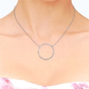 Pendentif cercle orné de cristaux Swarovski Daisini en argent sterling 925 plaqué or 18 carats Collier <span class=keywords><strong>Olina</strong></span> élégant - Product Image 4