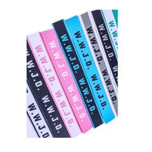 W.W.J.D. Personalizado de Fábrica Pulsera de tela jacquard con estampado de letras, ajustable, elástica, promocional. - Product Image 6