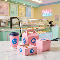 Boîtes à donuts personnalisées AT PACK, boîtes en carton ondulé, emballage alimentaire pour en-cas, biscuits, gâteaux, à emporter, laminage, revêtement UV