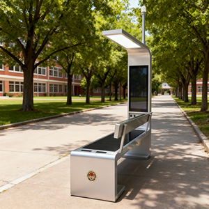 Muebles Multifuncionales para Exteriores, Asientos Urbanos Inteligentes, <span class=keywords><strong>Banco</strong></span> con Pantalla Publicitaria, Iluminación LED con Energía Solar y Cargador - Product Image 3