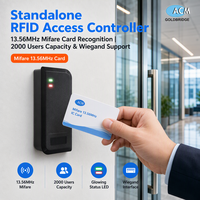 Pengontrol Akses RFID Kartu IC Plastik 13.56MHz, Mendukung 2000 Pengguna, Sistem Pintu dengan Pembaca Wiegand Eksternal, Grosir Pabrik OEM