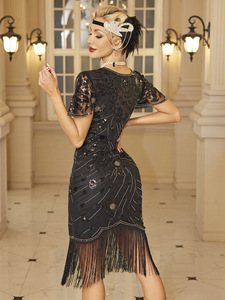 Robes de soirée Charleston des années 20, Robes Great <span class=keywords><strong>Gatsby</strong></span> pour femmes, Costumes des années 20, Accessoires des années 20 pour les soirées Harlem, Lavable à la main - Product Image 5