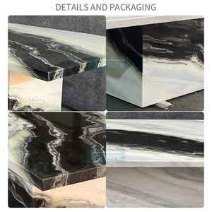 <span class=keywords><strong>Table</strong></span> à manger <span class=keywords><strong>de</strong></span> luxe en marbre blanc et noir 100% pierre naturelle 8 places pour villa hôtel restaurant <span class=keywords><strong>de</strong></span> luxe avec plateau rectangulaire - Product Image 2