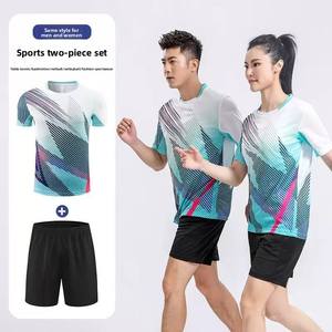 Conjuntos de Ropa Deportiva de Poliéster Transpirable de Secado Rápido para Bádminton, <span class=keywords><strong>Tenis</strong></span> de Mesa, Voleibol, <span class=keywords><strong>Tenis</strong></span>, Entrenamiento Deportivo, Manga Corta, para Hombre y Mujer - Product Image 4