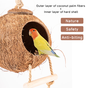 Nido de Coco para Pájaros, Escondite para Hámster, Escalera de Césped, Juguetes y Suministros para Pájaros, Nido de Cría, Escalera de Escalada de Coco - Product Image 4