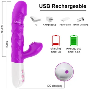 Oplaadbare Intelligente Verwarming Telescopische Clitoris Stimulator Zuigende Roos Vibrator Konijn Vibrators Voor Vrouwen
