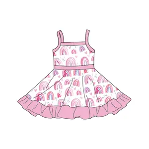 Qingli Oem最新设计女孩可爱无袖婴儿连衣裙精品婴儿服装休闲荷叶边连衣裙