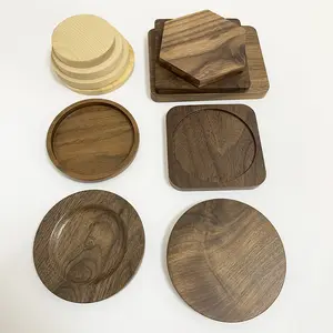 Bamboo Insulation Pad Coaster Black Walnut Round square Solid Wood Coaster Tea Pad