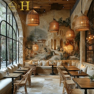 Muebles <span class=keywords><strong>de</strong></span> restaurante <span class=keywords><strong>de</strong></span> lujo, juego <span class=keywords><strong>de</strong></span> sofás, mesa <span class=keywords><strong>de</strong></span> comedor <span class=keywords><strong>de</strong></span> mármol negro y sillas, asientos <span class=keywords><strong>de</strong></span> cabina para Club Cafe Bar - Product Image 6