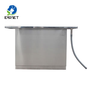 Table d'examen vétérinaire <span class=keywords><strong>en</strong></span> acier inoxydable EUR VET 1400x650x850mm avec coins arrondis concaves, sortie d'eau, porte-serviettes, poubelle et tiroir - Product Image 4