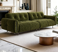 Nuevo Sofá Retro Bauhaus de Mediados de Siglo, Tapizado en Tela Chenille Verde, Cómodo y Suave para Sala de Estar