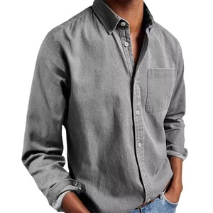 Camisa <span class=keywords><strong>de</strong></span> <span class=keywords><strong>vestir</strong></span> <span class=keywords><strong>de</strong></span> algodón <span class=keywords><strong>para</strong></span> <span class=keywords><strong>hombre</strong></span> Fitspi, estilo vintage, manga larga, con botones, bolsillo, informal, <span class=keywords><strong>de</strong></span> verano, retro, tela lavada, color sólido, cómoda. - Product Image 5