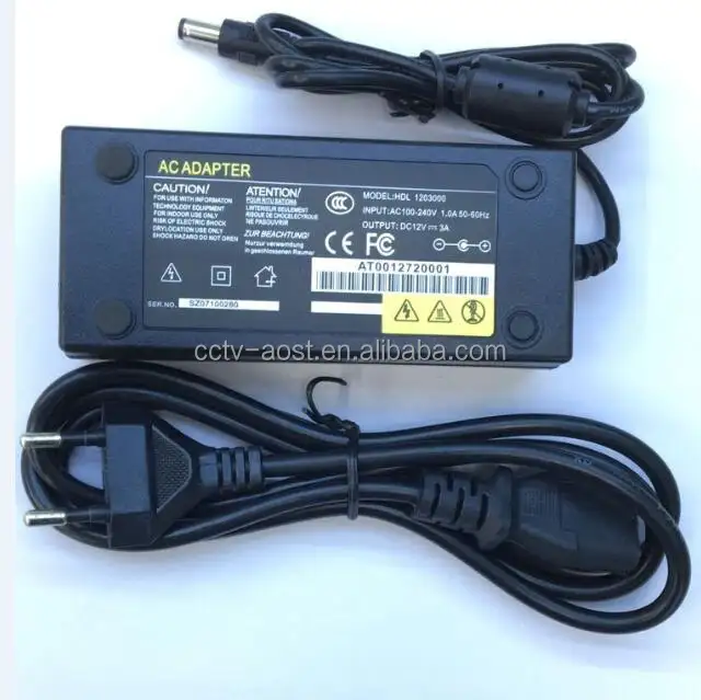 AOST Adaptor Daya Konverter 12V 3A 4A 5A AC 100V-240V 60W untuk CCTV Aksesori Keamanan Suplai Daya