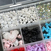 Kit de 12 grilles de breloques pour ongles en forme de nœud, décorations 3D en résine (nœuds, cœurs, lunes et perles), pierres à ongles plates mixtes pour salon et loisirs créatifs