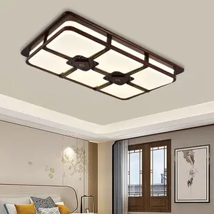 Plafonnier LED en bois 200W 1000x700, art chinois antique, lampe de salon, chambre à coucher