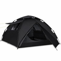 Tenda Camping Otomatis Anti Air Oxford Lapis Ganda 3-4 Orang Satu Kamar Tidur Ruang Luas Keluarga untuk Backpacking Hiking