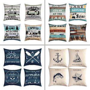 Cojines estampados con motivos de lagos y océanos para acampar en verano, decoración para sofá de sala de estar, tela para el hogar, artículos de decoración suaves. - Product Image 1
