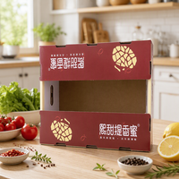 Boîte d'emballage jetable auto-érectrice en carton ondulé pour fruits et légumes, avec logo estampé argenté et impression personnalisée