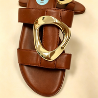 Boucles décoratives carrées en alliage de zinc et laiton doré avec logo personnalisé pour chaussures et sandales