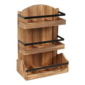Support de rangement transfrontalier en bois pour sachets de thé et capsules, étagère à épices de cuisine à trois niveaux avec séparateurs, support de rangement pour café - Product Image 5