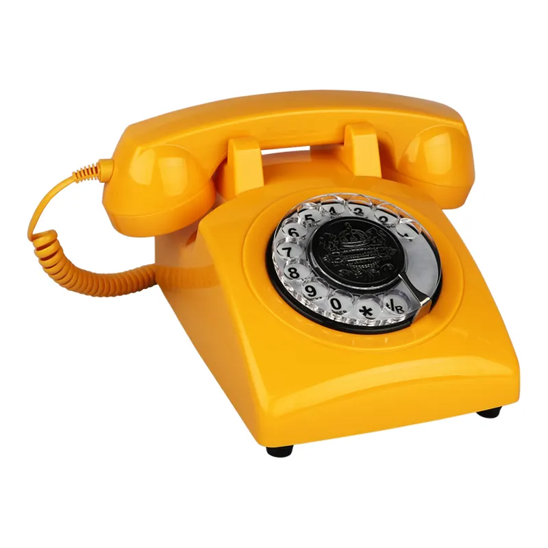 Mode Moderne Gele Antieke Oude Bureautelefoon 30S Oude Vintage Retro Muur Draaiknop Telefoon Met Klassieker