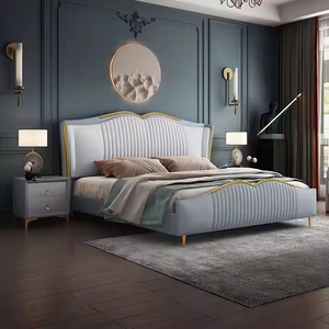 Sang Trọng Hiện Đại Màu Xám <span class=keywords><strong>King</strong></span>-Size Khung Giường Up-Bao Da Đồ Nội Thất Phòng Ngủ Đặt Sáng Tạo Nhà Khách Sạn Đồ Nội Thất Phổ Biến Giường Da - Product Image 4