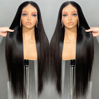Perruque en cheveux humains sans colle de 40 pouces, cheveux vierges indiens naturels, densité 180%, dentelle HD transparente, perruques en cheveux humains avec dentelle frontale