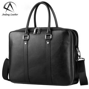 Maletín de Cuero Andong para Hombre, Maletín para Portátil de 14 Pulgadas, Cuero Vacuno Genuino, Bolso de Mano de Gran Capacidad, Bolso Mensajero para Hombre 6048-3 - Product Image 1