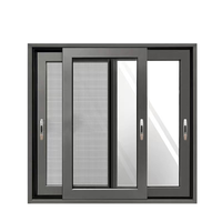 Double verre trempé clair Fenêtre en alliage d'aluminium Fenêtre coulissante en verre et fenêtre coulissante noire