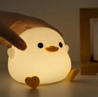 Lampe de chevet en silicone souple en forme de canard mignon, veilleuse USB rechargeable tactile pour chambres à coucher