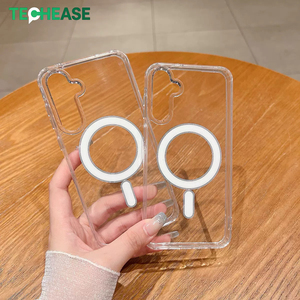 Funda TechEase Anti-amarilla Transparente con Anillo Magnético de TPU+Acrílico, Carga Inalámbrica, Antigolpes para S25 Ultra - Product Image 1
