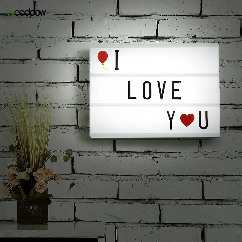 USB AA Battery LED Combination Night light Box DIY Letters Symbol Cards Decoration Lamp Message Board Lightbox