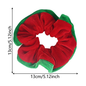 Coleteros de Terciopelo Navideños, Lazos para el Cabello de Tela Sencilla, Rojo y Verde, Accesorios para el Cabello Navideños para Mujer, Venta al por Mayor - Product Image 1