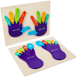 Rompecabezas <span class=keywords><strong>de</strong></span> madera con números y letras <span class=keywords><strong>de</strong></span> manos y pies, juego <span class=keywords><strong>de</strong></span> juguetes educativos para niños para Cognición <span class=keywords><strong>de</strong></span> coordinación mano-ojo - Product Image 1