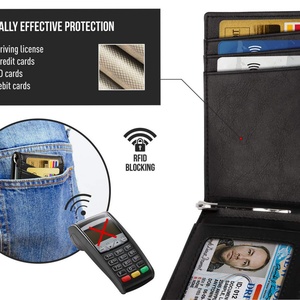 Best Quality Customized Men's <b>RFID</b> <b>Wallet</b> Wholesale Customized Genuine Leather Money Clip Card Holder Open Closure Type - Product Image 5