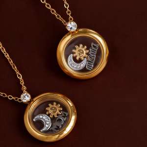 Kalung Kristal Matahari Bulan untuk Ibu, Hadiah Hari Thanksgiving, Perhiasan Baja Anti Karat - Product Image 1