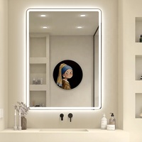 Led personnalisé illuminé mural anti-buée salle de bain miroirs avec affichage de l'heure