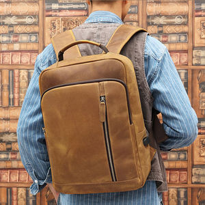 AndoBag - Mochilas para Portátil de Cuero Vacuno Genuino de 15.6 Pulgadas para Hombre, Bolso de Hombro de Cuero Crazy Horse para Viajes, Bolso de Mano de Gran Capacidad para el Trabajo, 1362 - Product Image 1