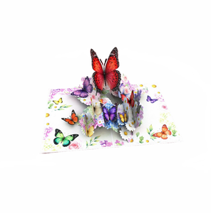Carte de vœux 3D pop-up, papillon coloré, jardin de fleurs, Kirigami, cartes d'anniversaire, fournisseur en gros - Product Image 1