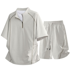 Conjunto Deportivo de Verano, Camiseta de Secado Rápido para Exteriores, Pantalones Cortos Deportivos Transpirables y que Absorben la Humedad, Conjunto con Cuello - Product Image 1