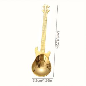 Cuillère à dessert créative en forme de guitare, idéale pour les bars et les amateurs de musique, cuillère à café et à thé en acier inoxydable 304 - Product Image 2