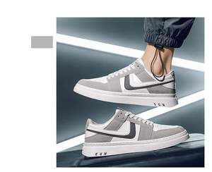 รองเท้าผ้าใบผู้ชายขายดี ระบายอากาศได้ดี แบบผูกเชือก สวมใส่สบาย เหมาะสำหรับเดิน วัสดุหน้ารองเท้า PU พื้นรองเท้าด้านนอกทำจากยาง - Product Image 6