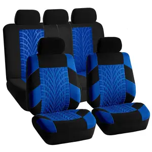 Hoge Kwaliteit Polyester Doek Tire Track Ontwerp Auto Stoelhoezen Volledige Set Universele Fit