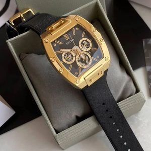 Montre multifonction tendance pour <span class=keywords><strong>homme</strong></span>, cadran à motif soleil, cadran ajouré, boîtier rectangulaire, bracelet en silicone et <span class=keywords><strong>cuir</strong></span> - Product Image 1