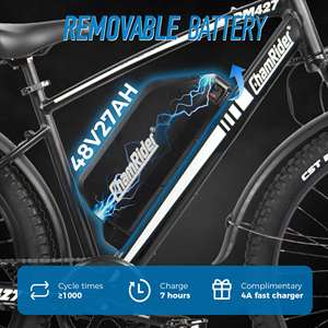 Vélo électrique Chamrider DM427 Pro 48V27AH, pneus de 27,5 pouces, 7 vitesses, écran LCD, certifié CE, cadre en aluminium anti-chute, E-MTB pour livreur - Product Image 5