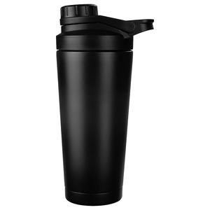 Custom Logo BPA Free Insulated Stainless Steel Shaker Cup Water <b>Bottle</b> Wire Whisk 26oz Push Button Flip Cap Camping Eco-Friendly - Product Image 1