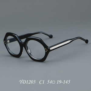 Lunettes optiques rondes vintage monture <span class=keywords><strong>grande</strong></span> <span class=keywords><strong>taille</strong></span> épaissir acétate lunettes motif solide à la mode Rivet lunettes pour hommes femmes - Product Image 4